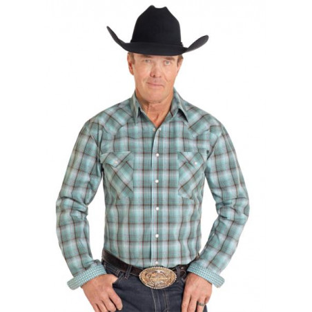 Chemise Western - Carreaux Turquoise Homme - Panhandle