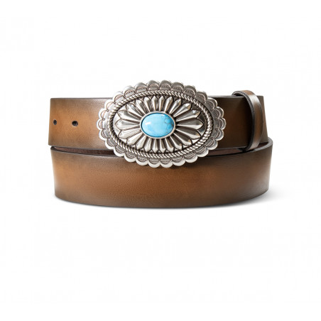 Ceinture Western - Boucle Concho Turquoise Unisexe - Ariat Belt