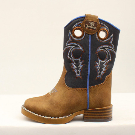 Santiags Enfant - Bleu Bout Rond - Twister Boots