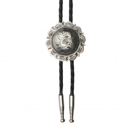 Bolo tie western - médaillon festonné argent vieilli - AndWest