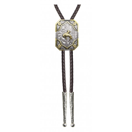 Western Bolo Tie - Gold Bronc rider - AndWest
