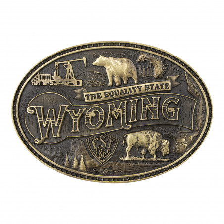 Western Belt Buckle - Ovale Wyoming - AndWest