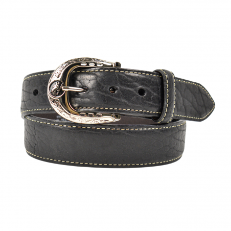 American Bison Leather Belt - Black Bronco - Lejon