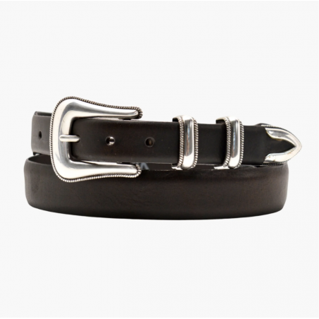 Ceinture en cuir de bison américain - McCoy 2 chocolat - Lejon